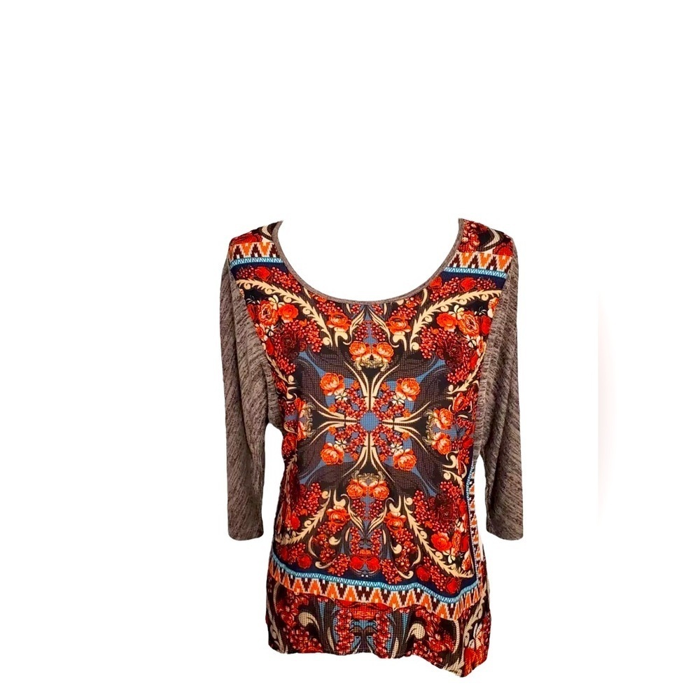 One World- Women's Multicolor Patterned Top. Size 3X